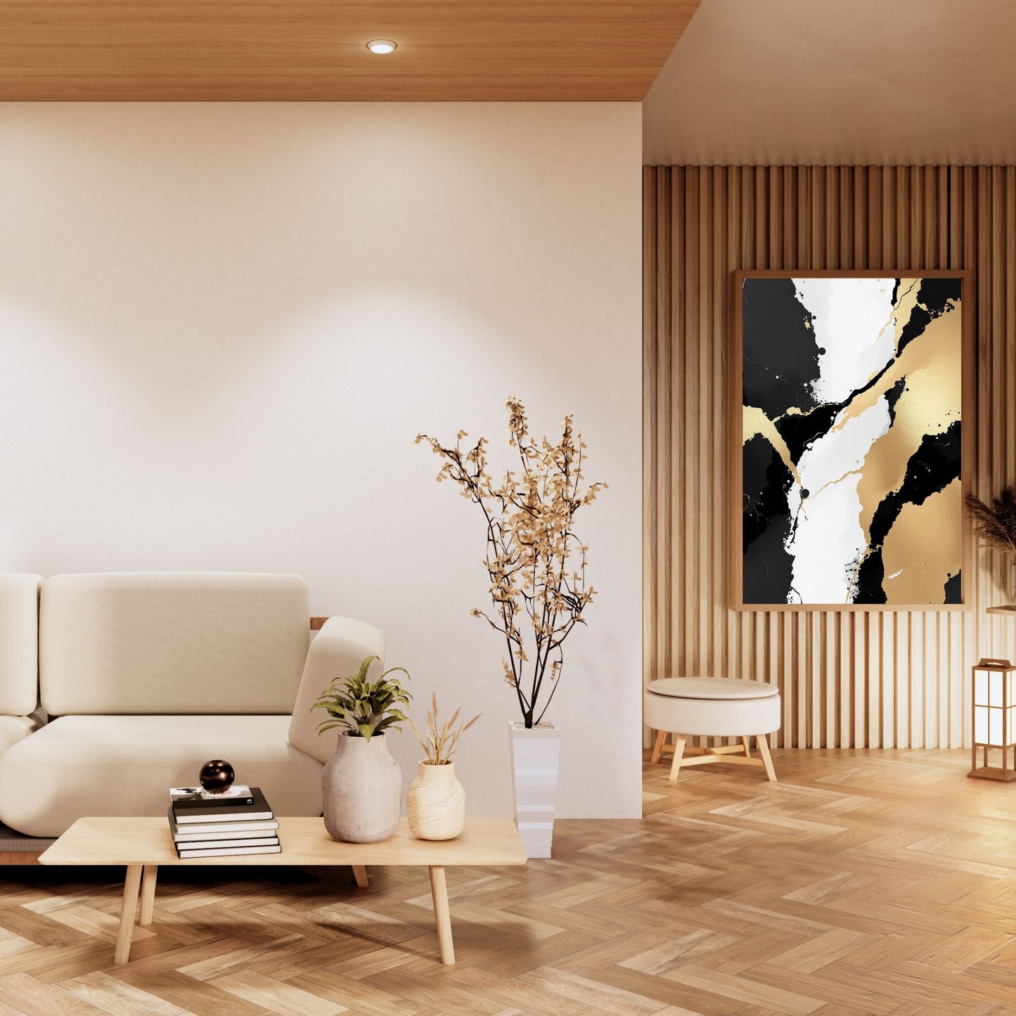 Imperial Gold Flow Abstract Canvas Art – Luxury Black & Gold Wall Decor