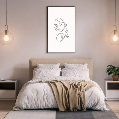Silent Face  Botanical Minimal Line Art Poster