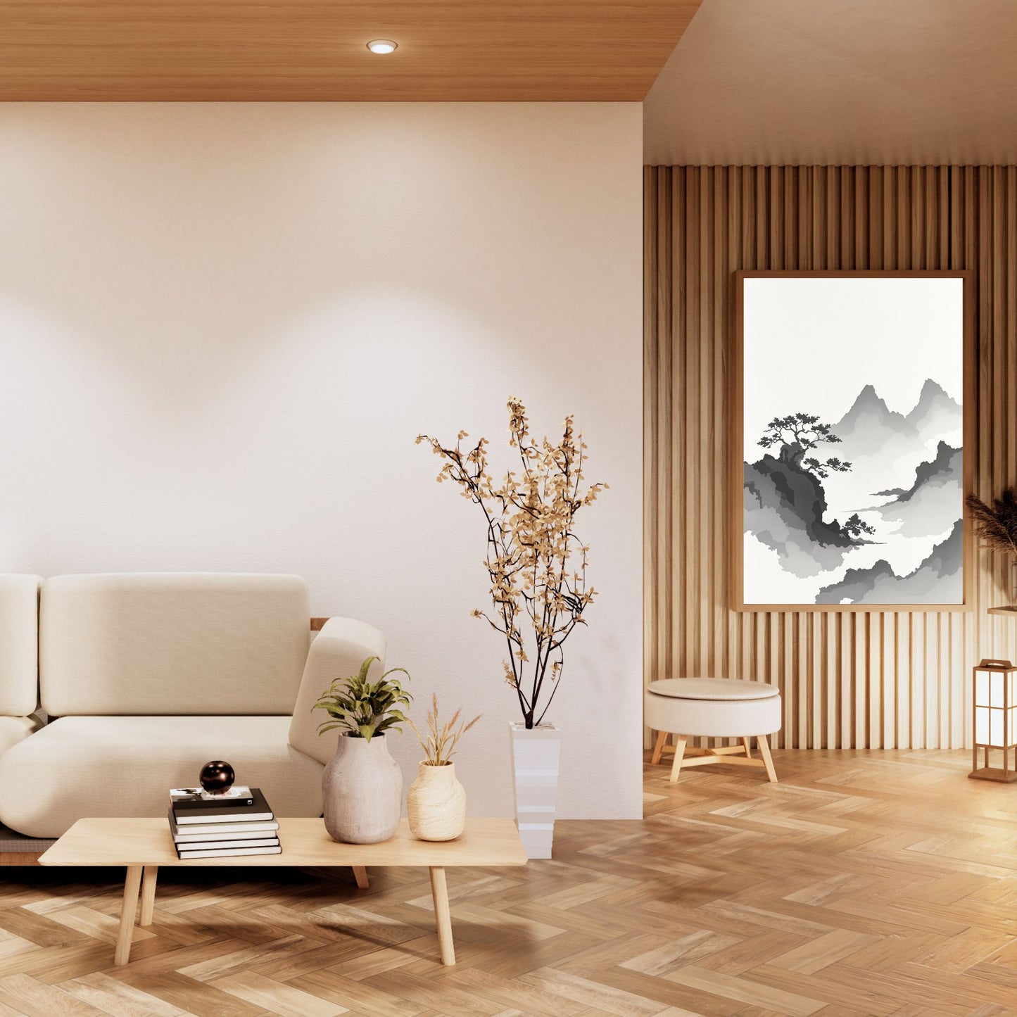 Floating Pines – Japanese Ink Landscape Premium Matte Poster