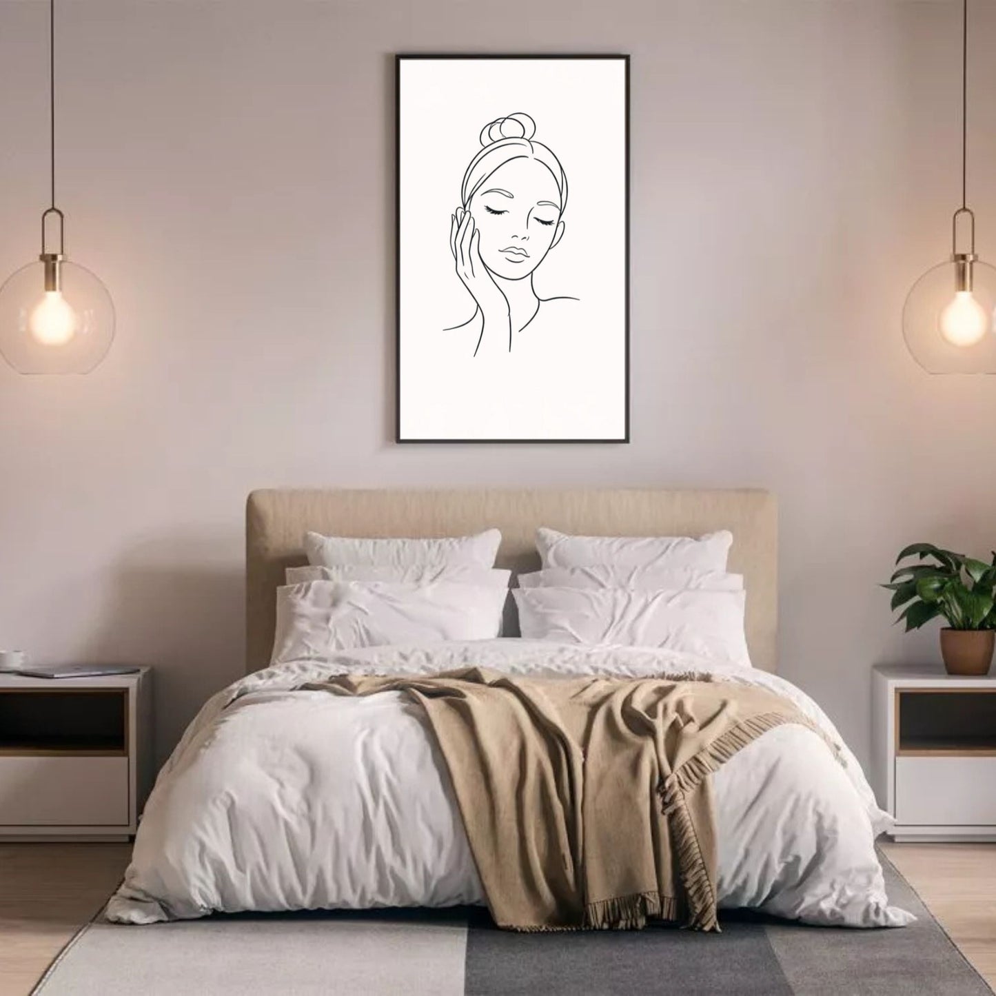 Silent Face Minimal Line Art Poster
