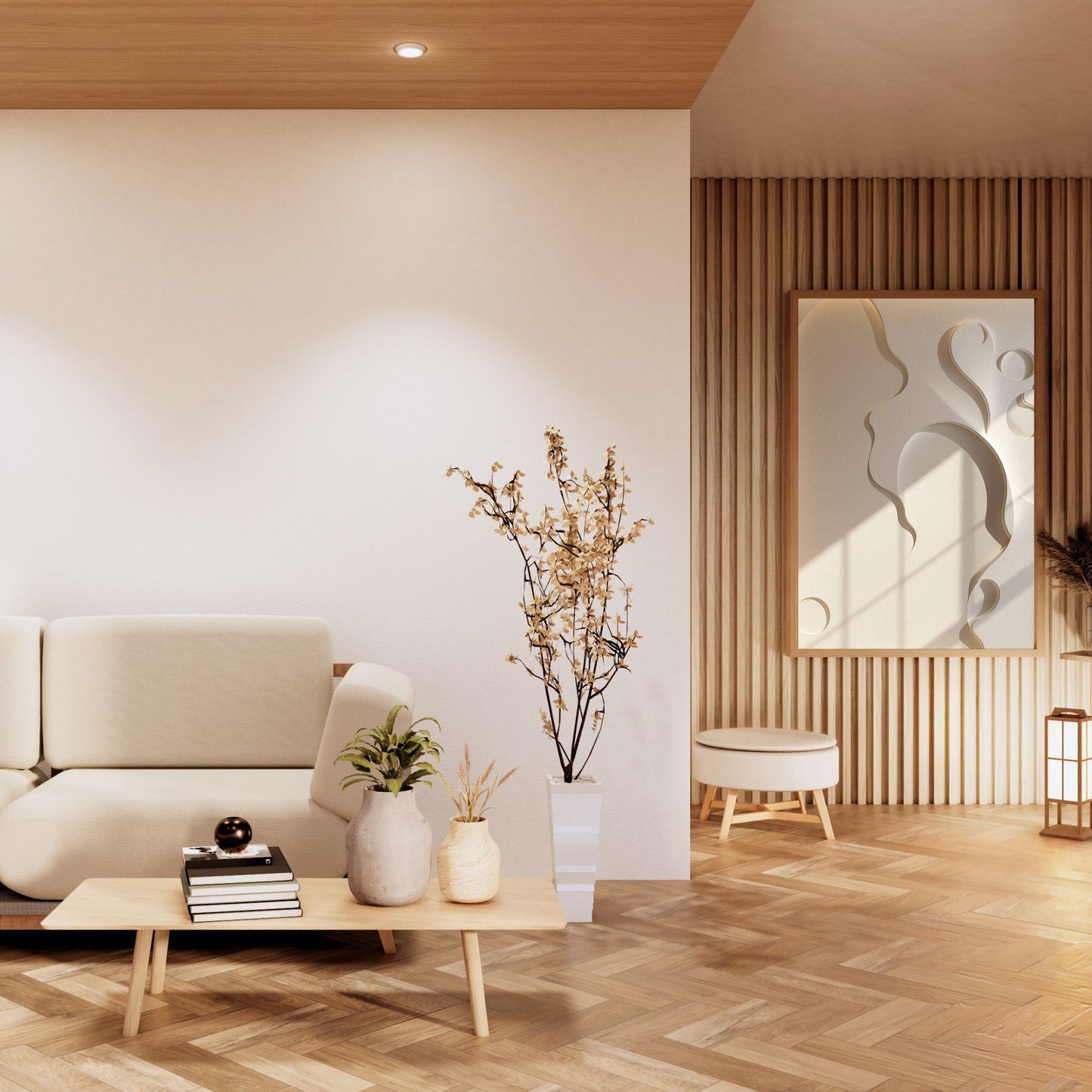 Ethereal Form Minimal Textured Canvas | Beige Sculptural Wall Art