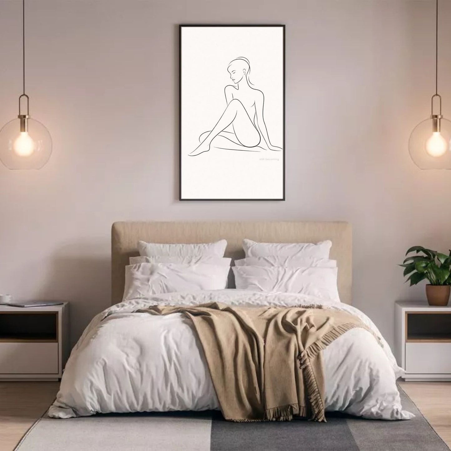 Still Becoming – Minimal Nude Line Art Wall Print