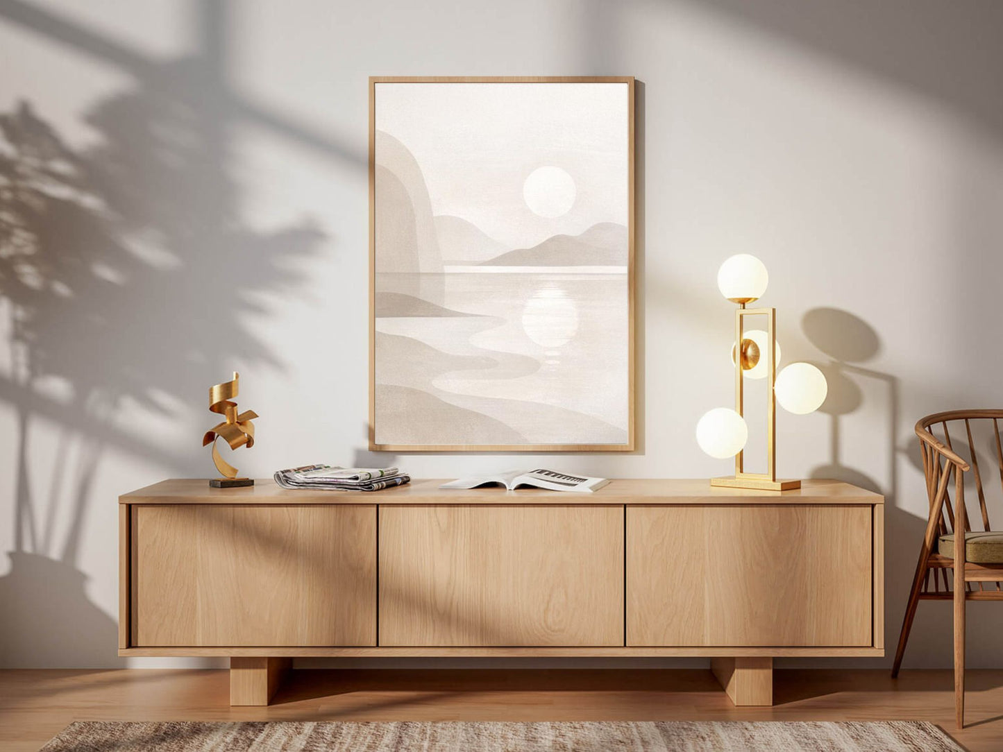 Soft Horizon Minimal Wall Art – Neutral Abstract Landscape Fine Art, Calm Japandi Decor