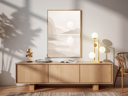 Soft Horizon Minimal Wall Art – Neutral Abstract Landscape Fine Art, Calm Japandi Decor