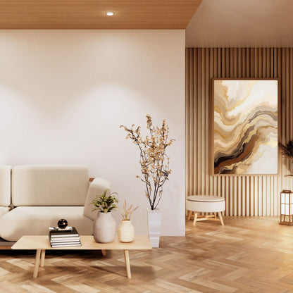 minimal canvas wall art in modern living room interior