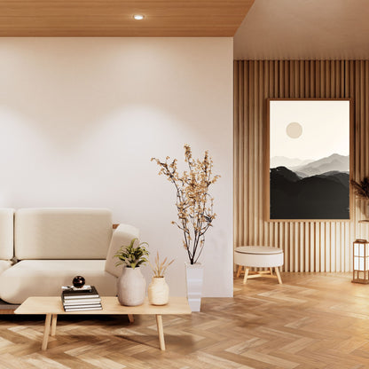 Silent Horizon – Minimal Japanese Sun Landscape Wall Art
