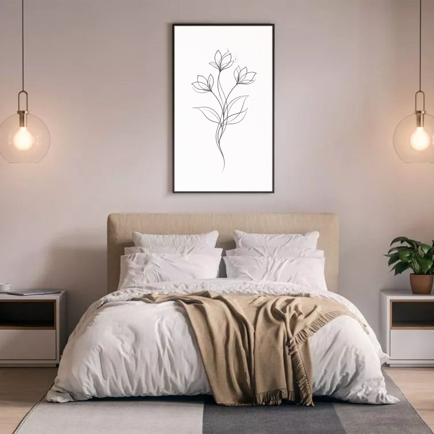 Minimalist Botanical Line Art – Modern Fine Art Wall