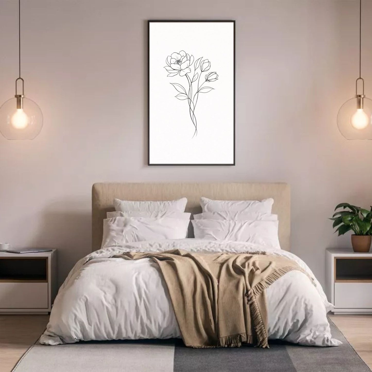 Minimalist Botanical Line Art  – Modern Fine Art Wall Decor