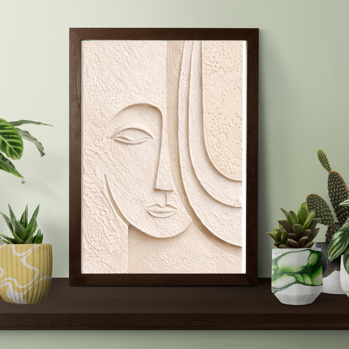 Serene Face – Minimal Textured Canvas Wall Art