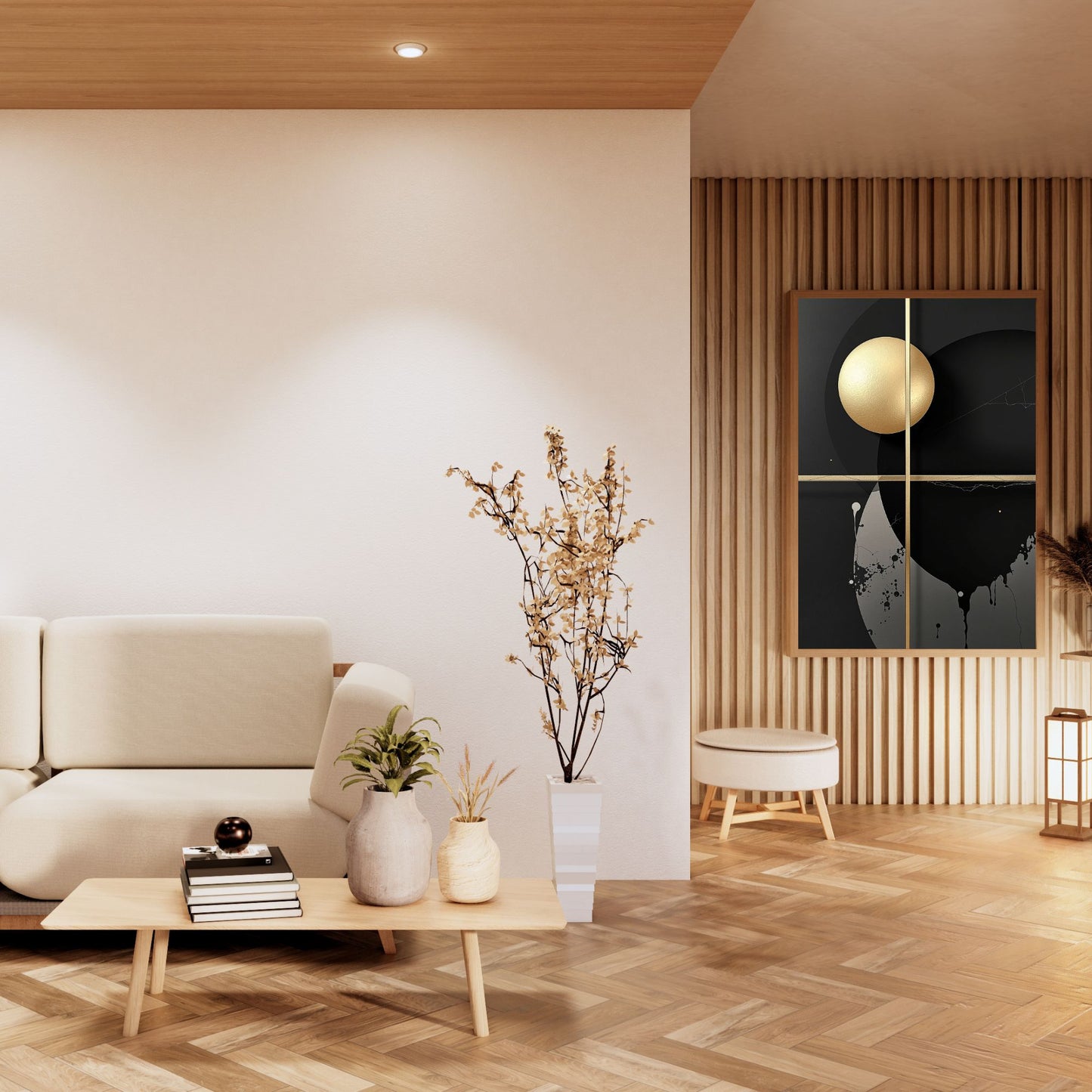 Golden Orbit Grid Canvas