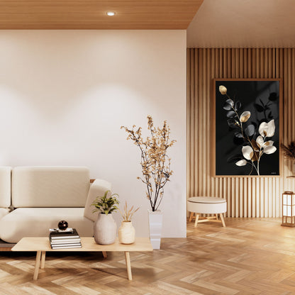 Golden Noir Leaves – Black & Gold Luxury Botanical Wall Art