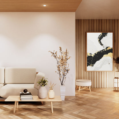 Ivory Noir Flow – Black & Gold Luxury Canvas