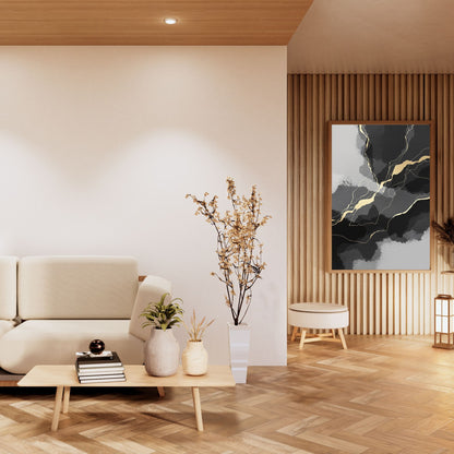 minimal canvas wall art in modern living room interior