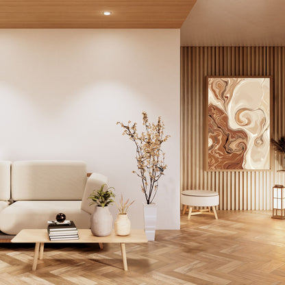 minimal canvas wall art in modern living room interior