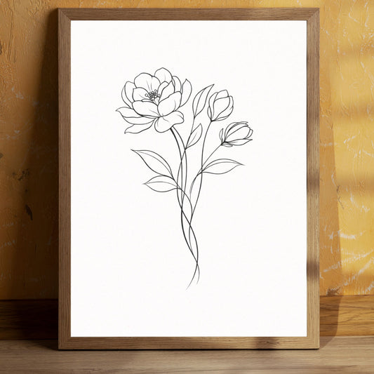 Minimalist Botanical Line Art  – Modern Fine Art Wall Decor