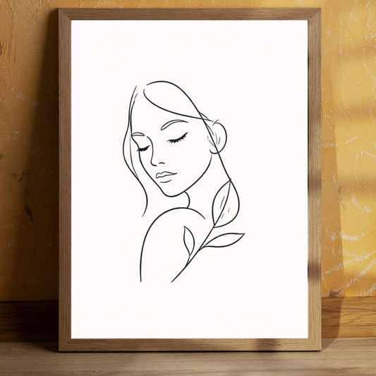 Silent Face  Botanical Minimal Line Art Poster