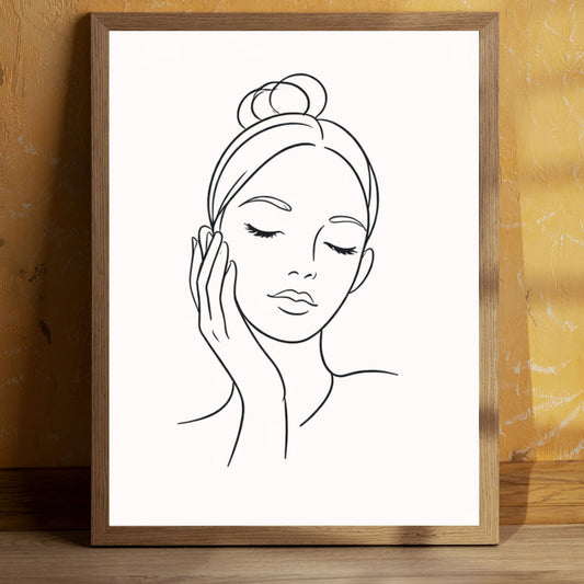 Silent Face Minimal Line Art Poster