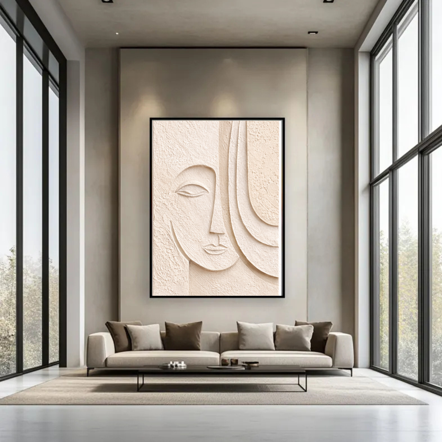 Serene Face – Minimal Textured Canvas Wall Art