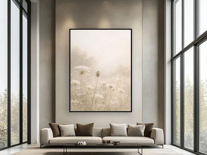 Soft Wildflowers in Morning Light – Minimal Floral Wall Art, Neutral Botanical Fine Art