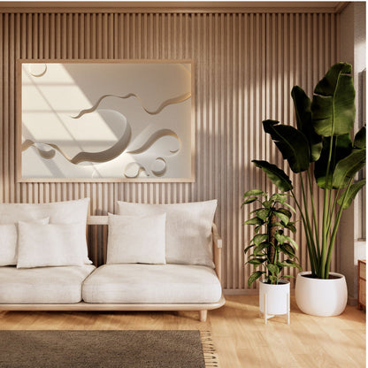 Ethereal Form Minimal Textured Canvas | Beige Sculptural Wall Art