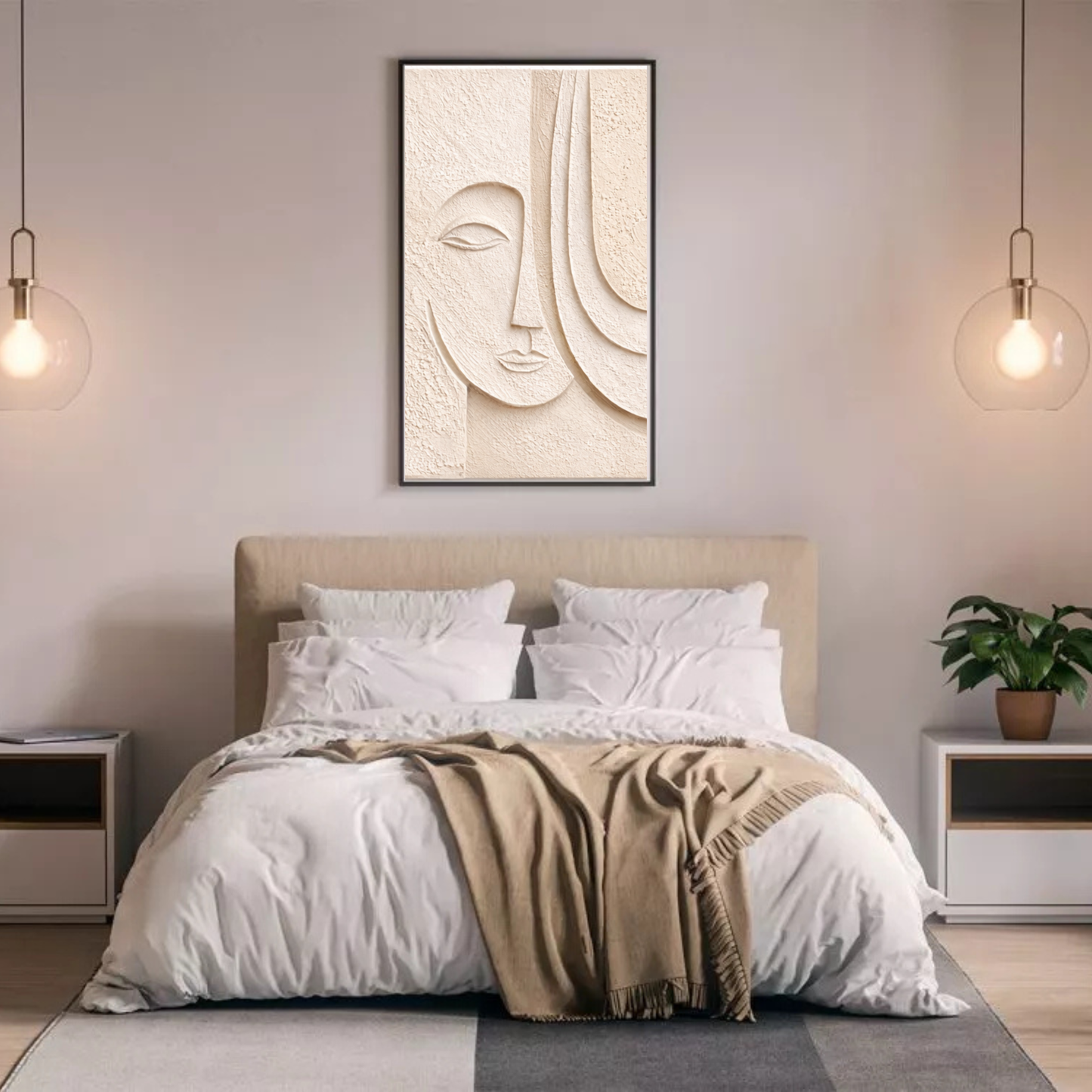 Serene Face – Minimal Textured Canvas Wall Art