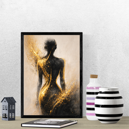 Golden Silhouette – Luxury Abstract Female Canvas Wall Art