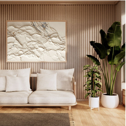 Ivory Fragment – Luxury Textured Abstract Canvas | Beige & Gold Wall Art