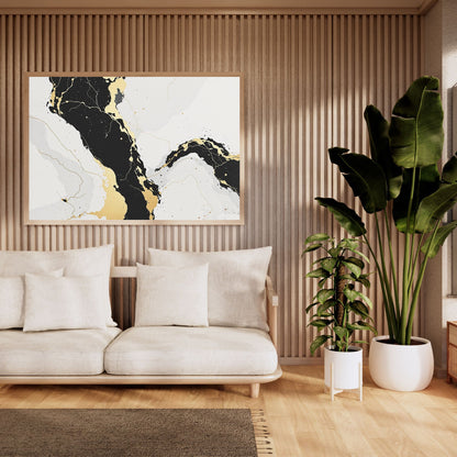 Ivory Noir Flow – Black & Gold Luxury Canvas