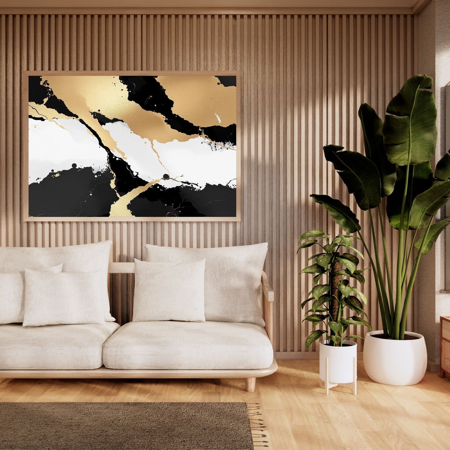 Imperial Gold Flow Abstract Canvas Art – Luxury Black & Gold Wall Decor