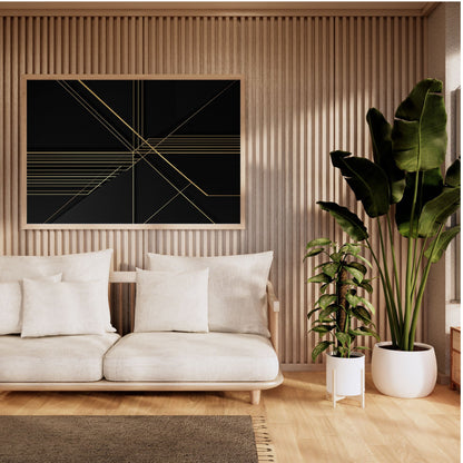 Golden Geometry – Luxury Black & Gold Geometric Canvas Wall Art