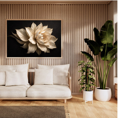 Golden Edge Lotus – Luxury Sculpted Floral Wall Art