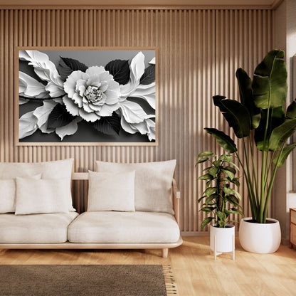 Eclipse Bloom Monochrome Floral Canvas Wall Art - Elegant Decor for Modern Interiors