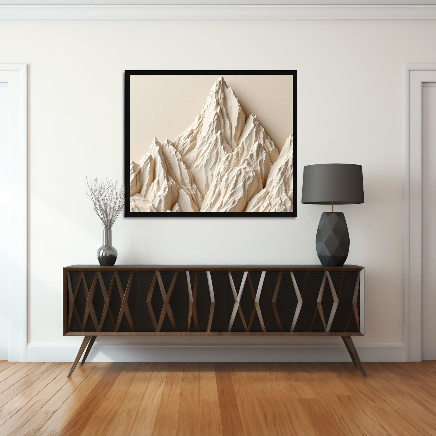 Alpine Ivory – Textured Neutral Mountain Canvas Wall Art