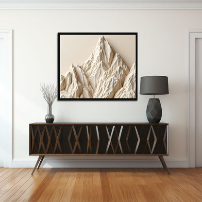 Alpine Ivory – Textured Neutral Mountain Canvas Wall Art