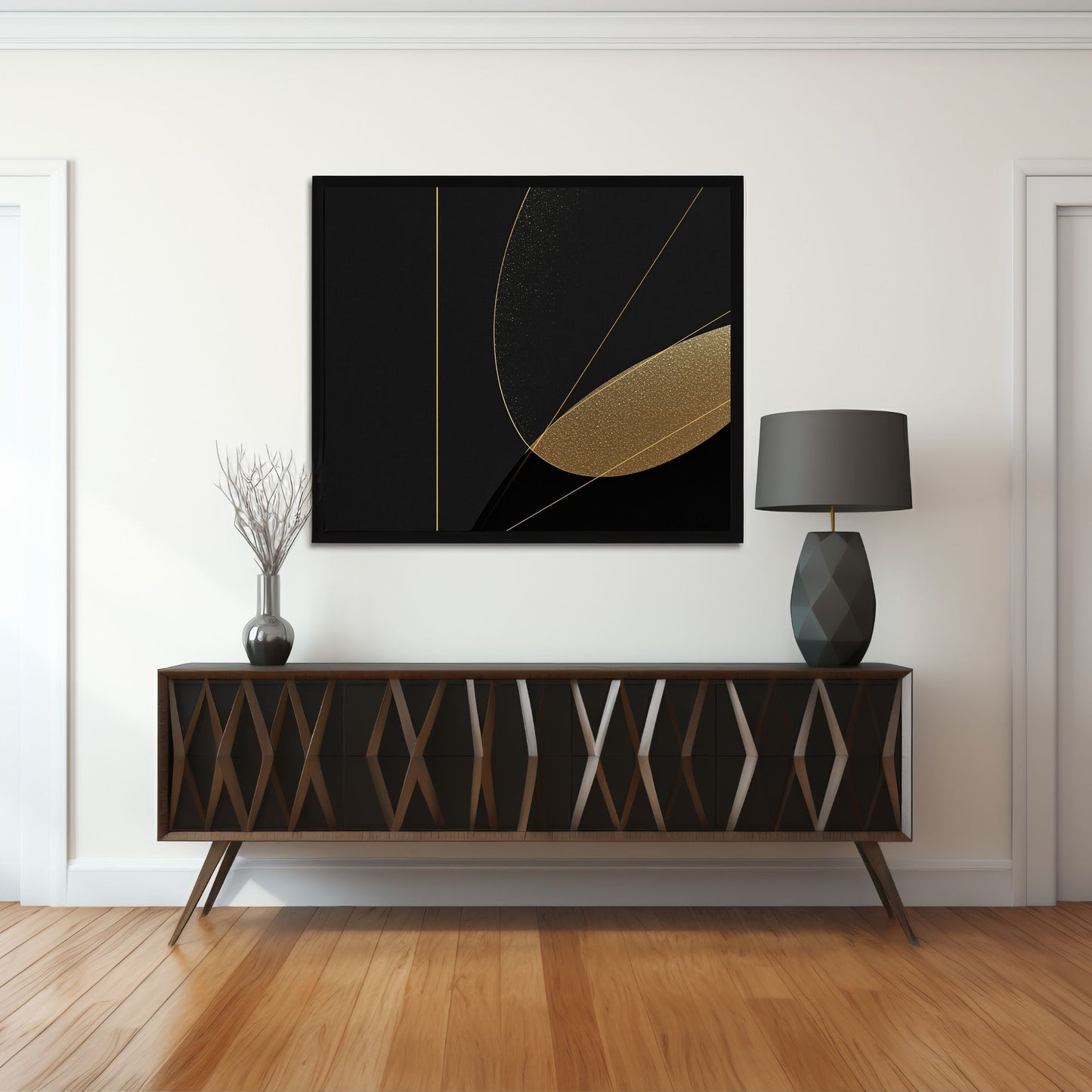 Golden Eclipse – Minimal Black Luxury Canvas