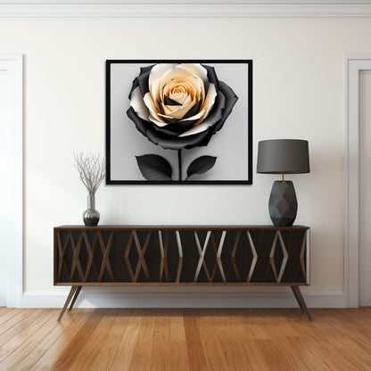 Midnight Gold Rose Canvas Wall Art – Luxury Black & Gold Floral Design
