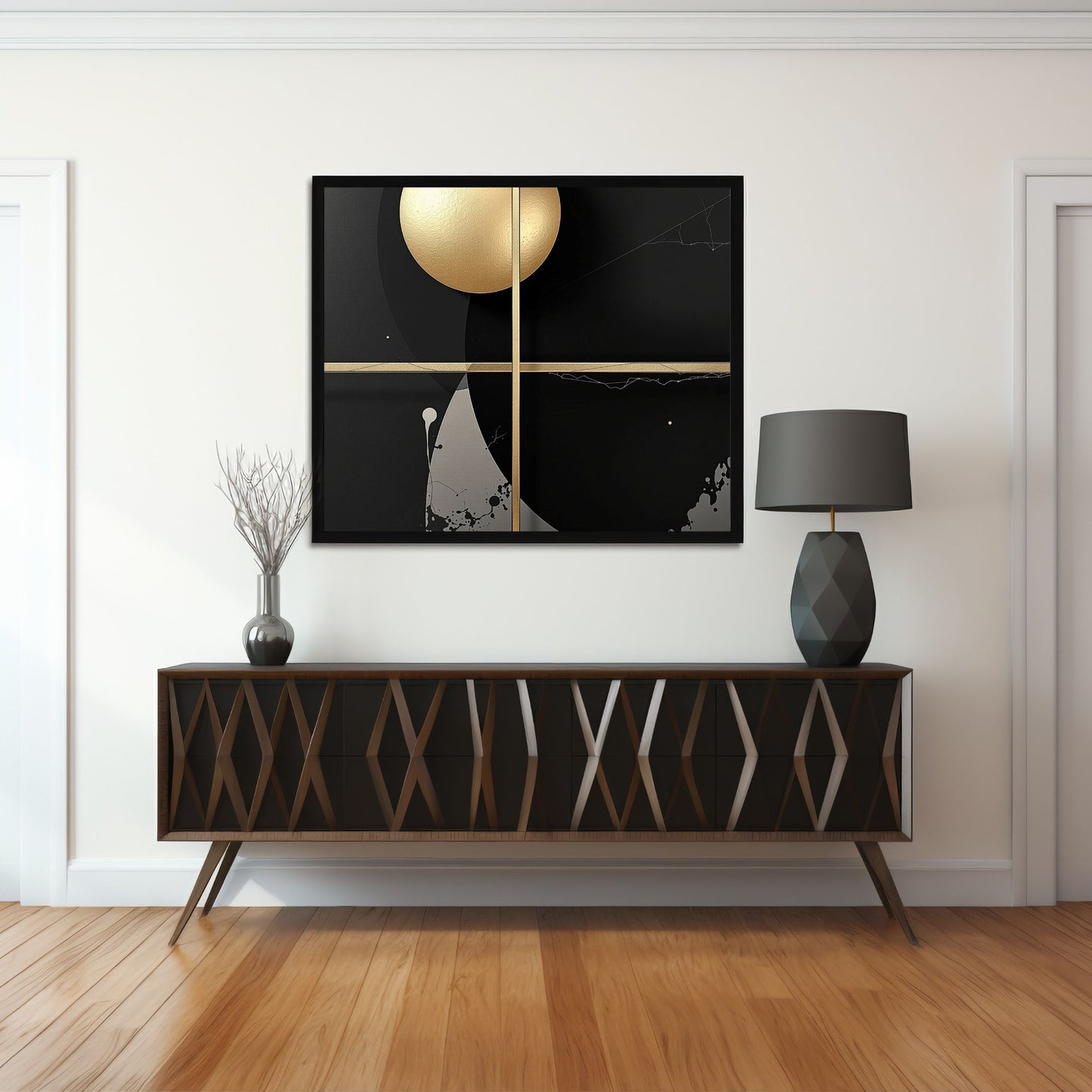 Golden Orbit Grid Canvas