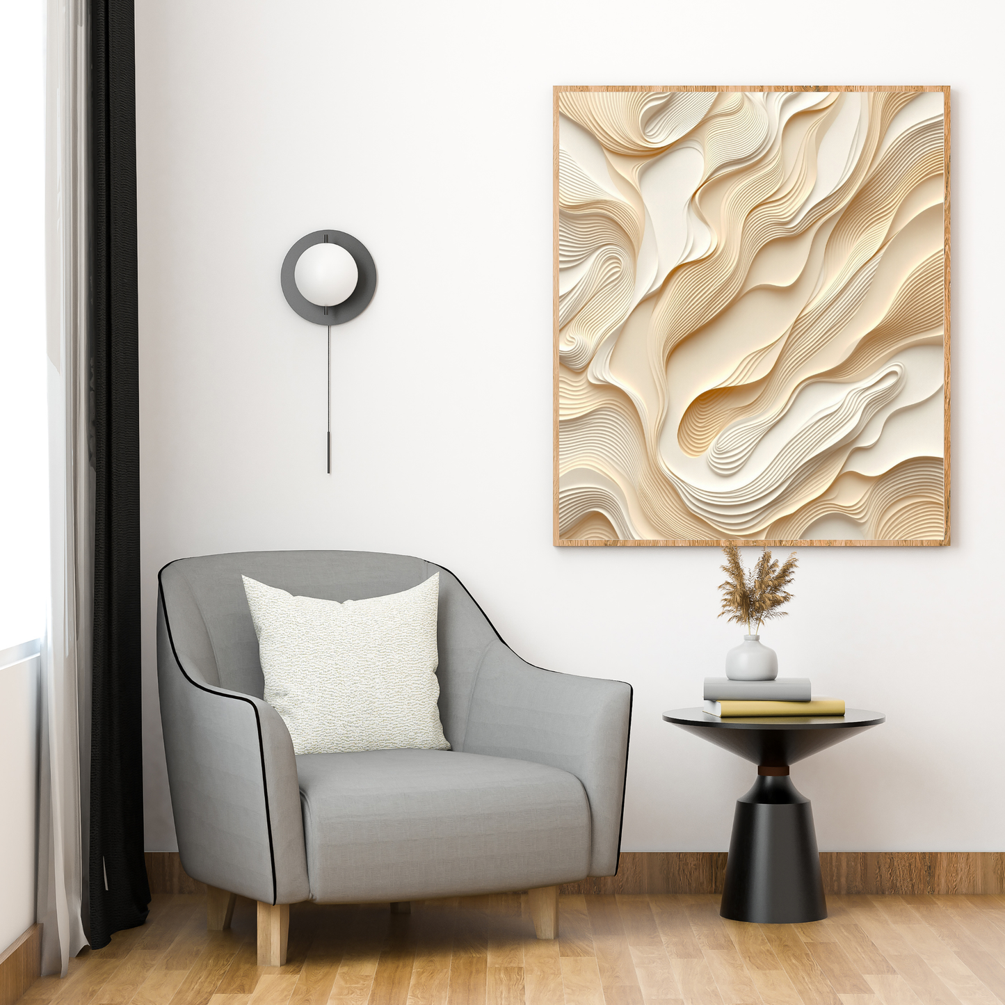 Sculpted Dune – Layered Beige Abstract Canvas Art Print