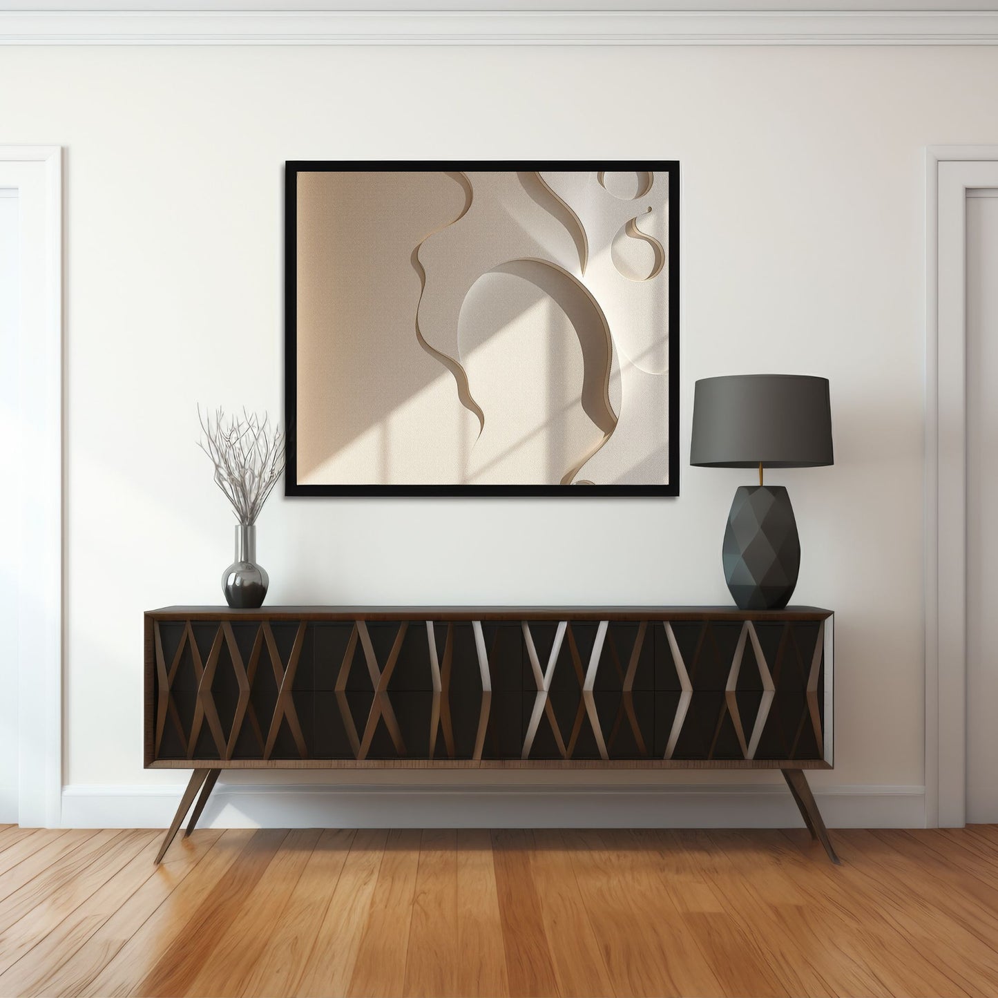 Ethereal Form Minimal Textured Canvas | Beige Sculptural Wall Art