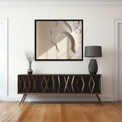 Ethereal Form Minimal Textured Canvas | Beige Sculptural Wall Art