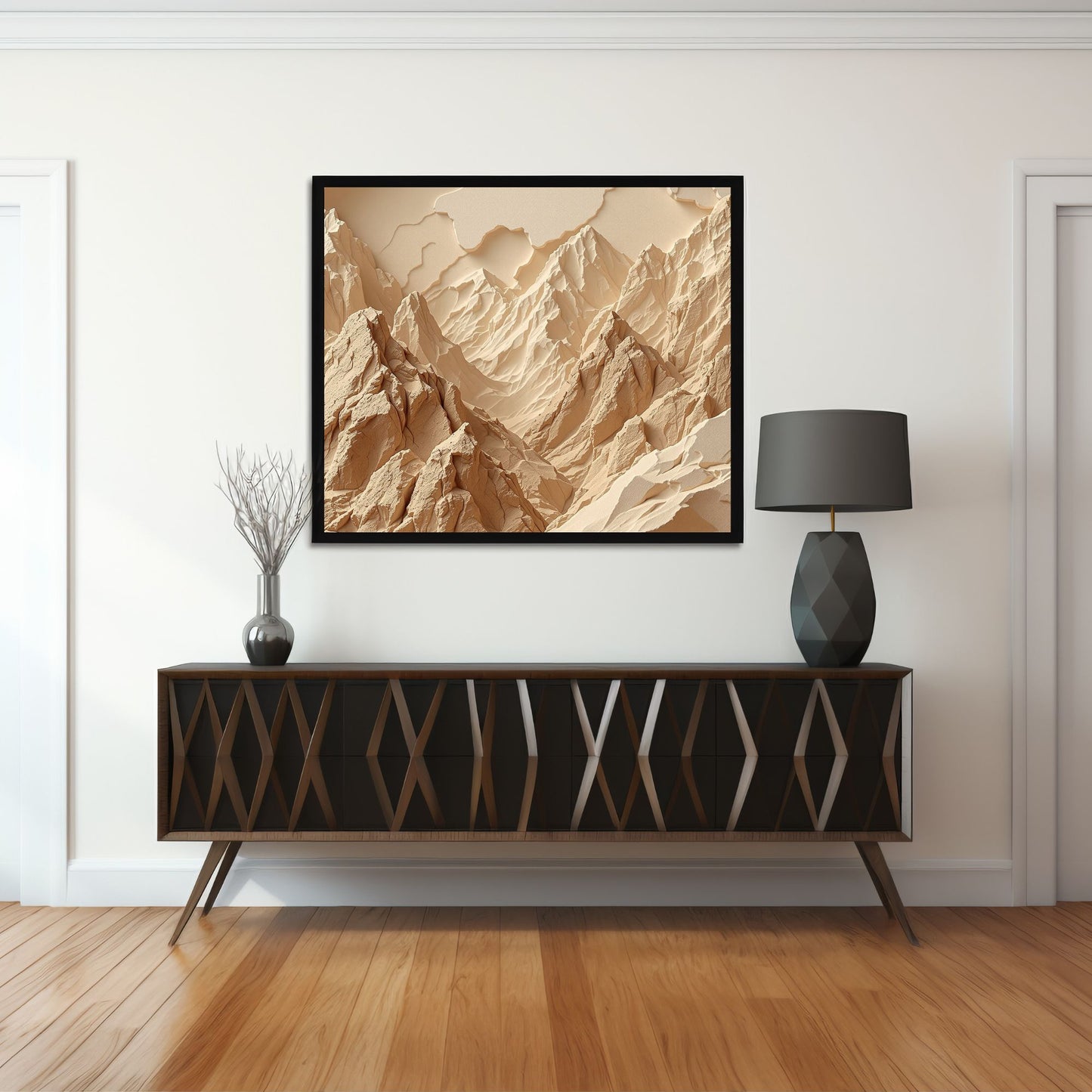 Desert Horizon Peaks – Luxury Minimalist Beige Canvas