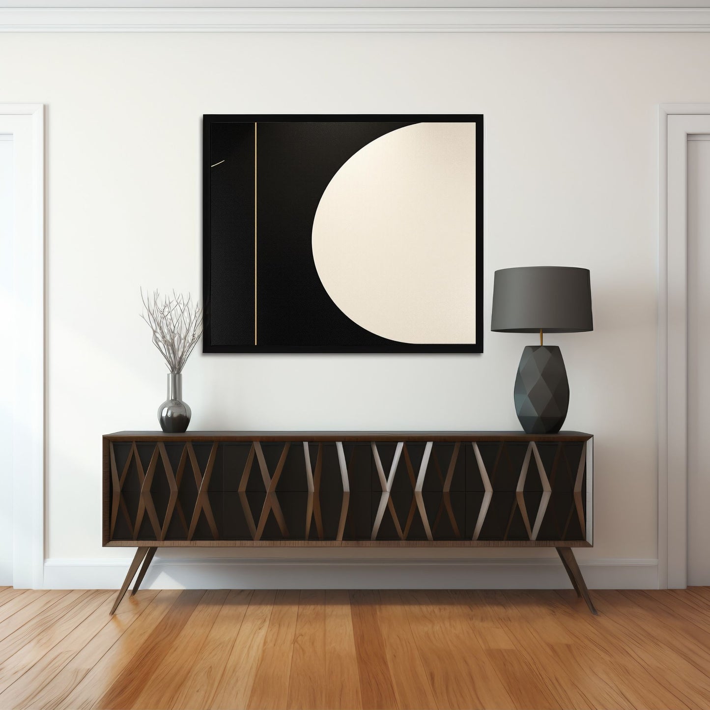 Minimal Black and Ivory Abstract Canvas Wall Art – Modern Luxury Decor