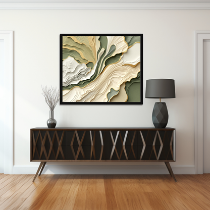 Sage & Gold Horizon – Layered Abstract Canvas Wall Art for Modern Interiors
