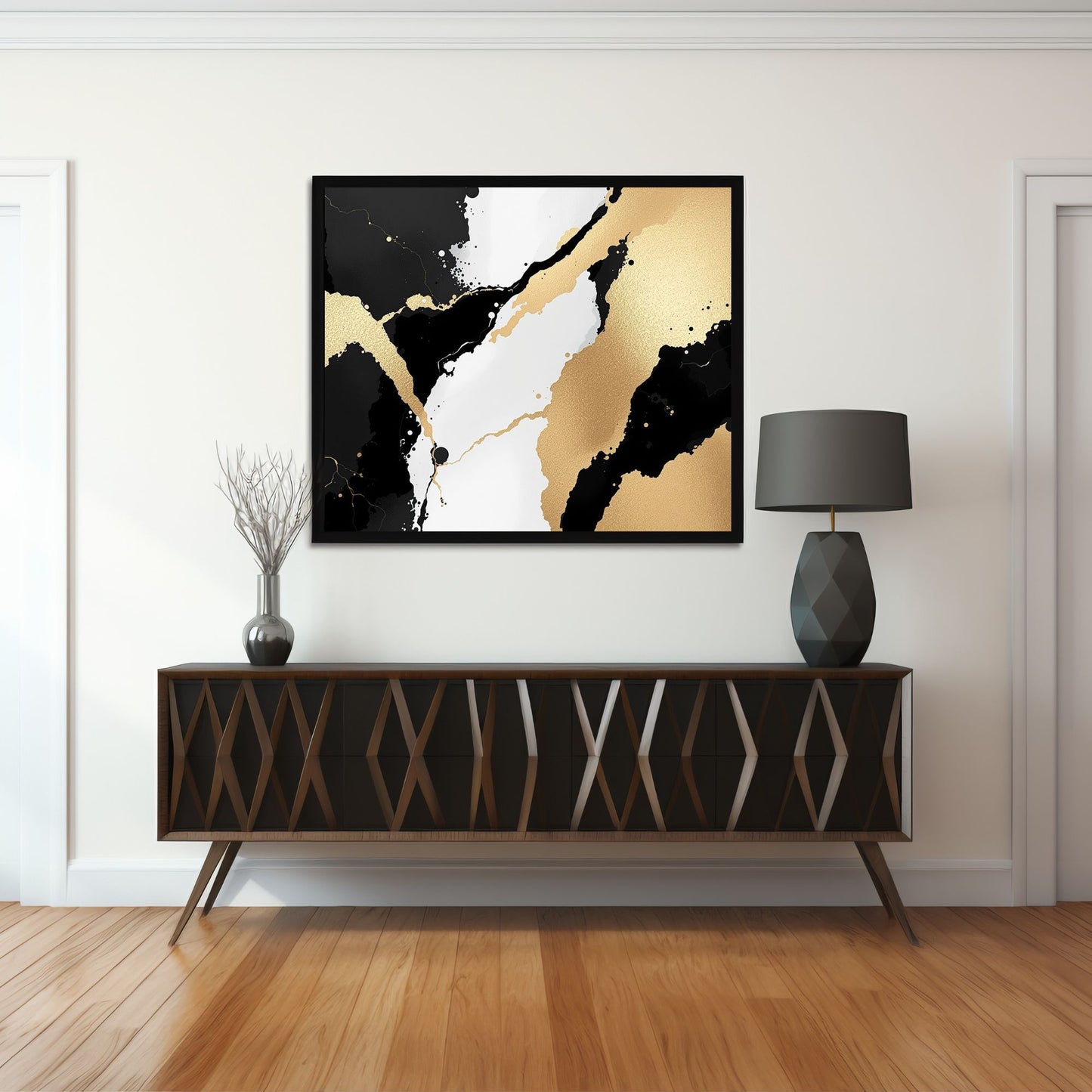Imperial Gold Flow Abstract Canvas Art – Luxury Black & Gold Wall Decor