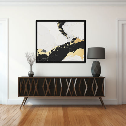 Ivory Noir Flow – Black & Gold Luxury Canvas