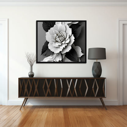 Eclipse Bloom Monochrome Floral Canvas Wall Art - Elegant Decor for Modern Interiors