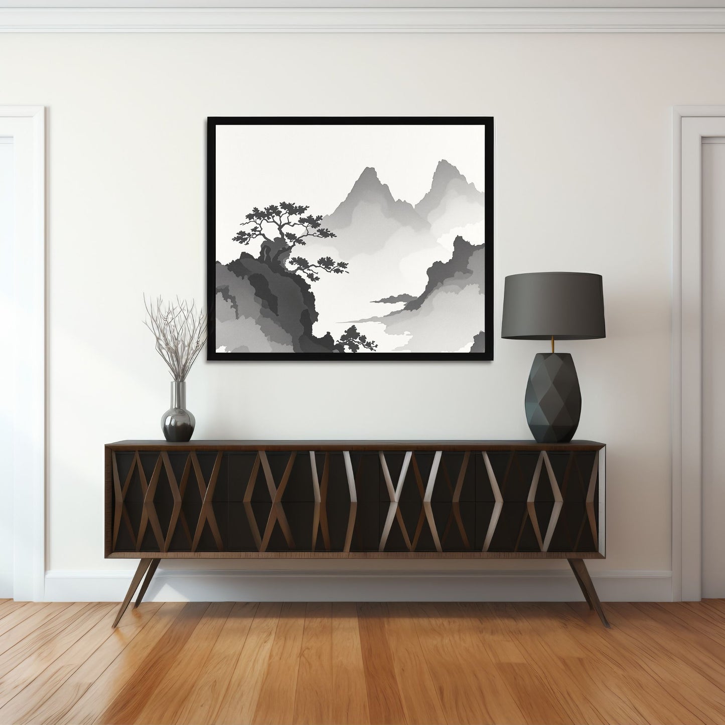 Floating Pines – Japanese Ink Landscape Premium Matte Poster