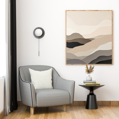 Obsidian Layers Abstract Earth Tone Canvas Art