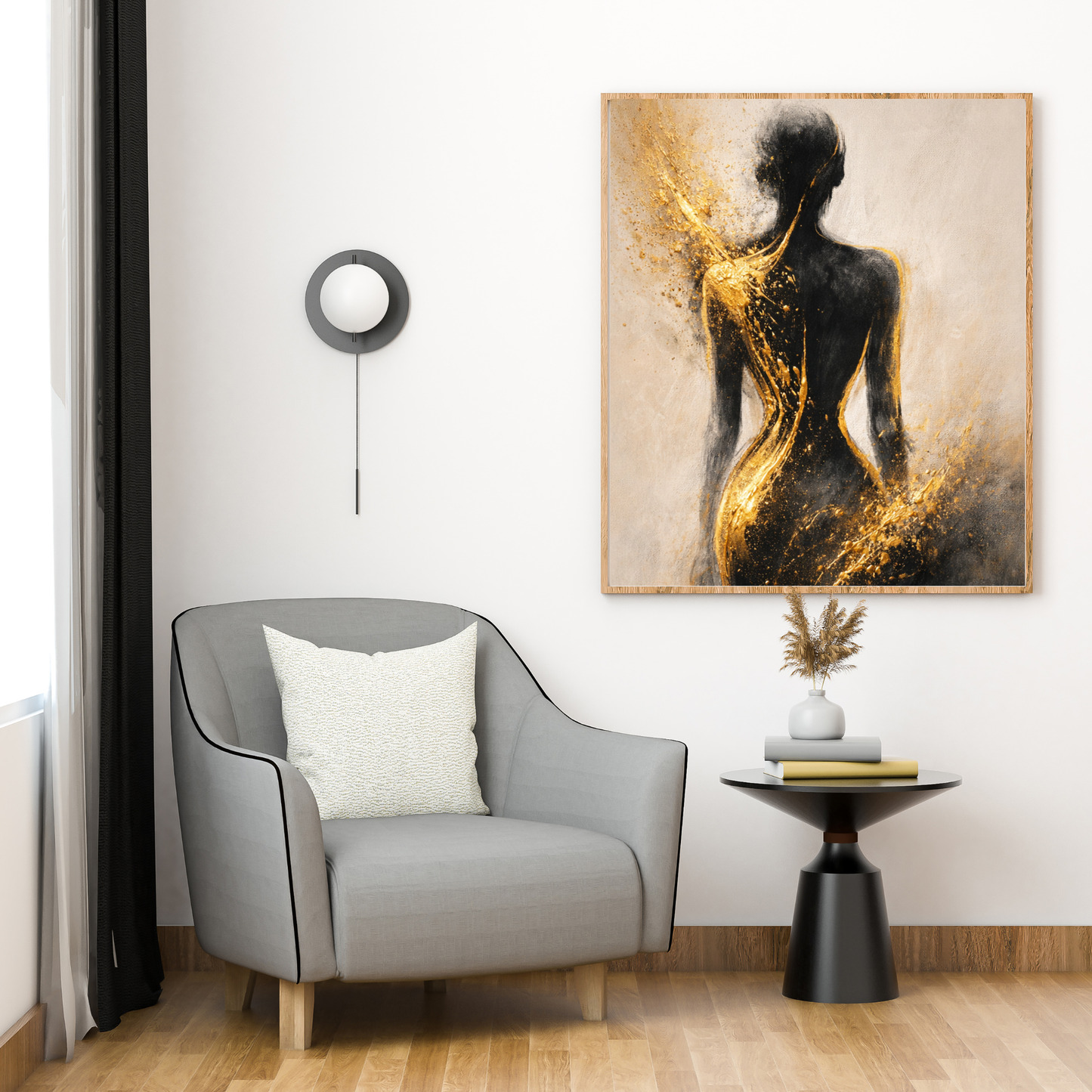 Golden Silhouette – Luxury Abstract Female Canvas Wall Art