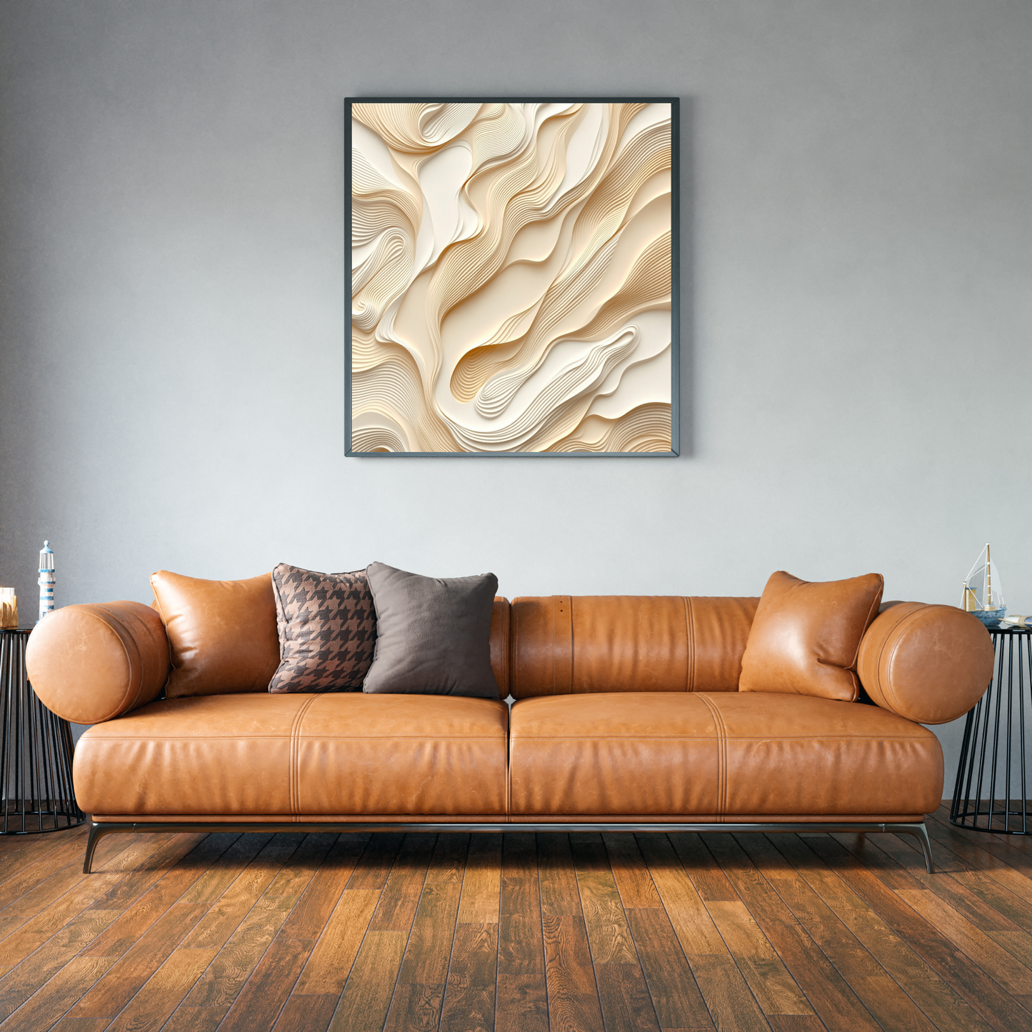 Sculpted Dune – Layered Beige Abstract Canvas Art Print